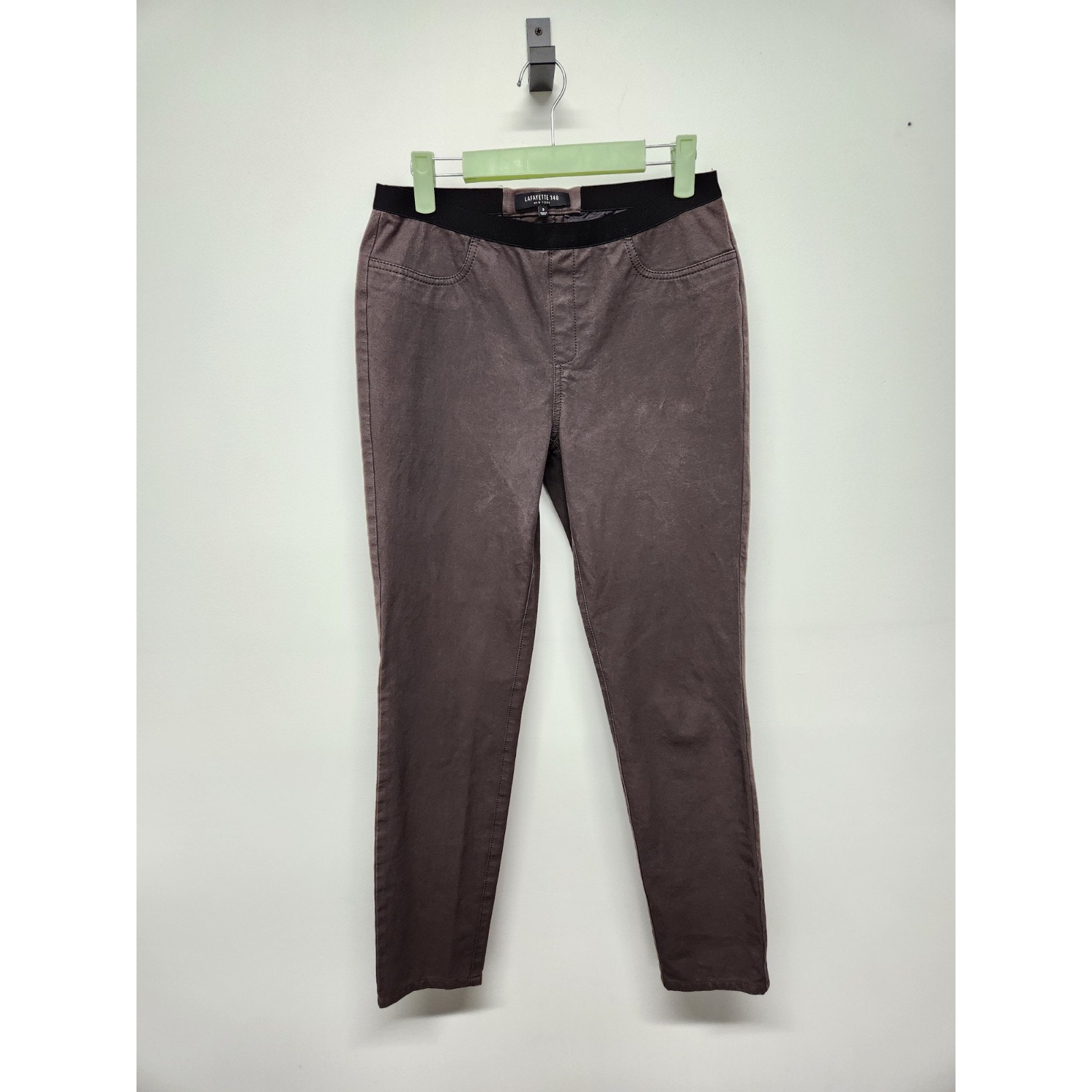 Lafayette 148 Women's Brown/Black Cotton Elastic Stretchy Skinny Pants, Size Sm